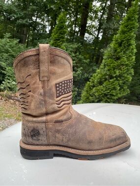 Hoss Rushmore Brown Patriotic Pull-On Composite Toe Boots Size 12 2E